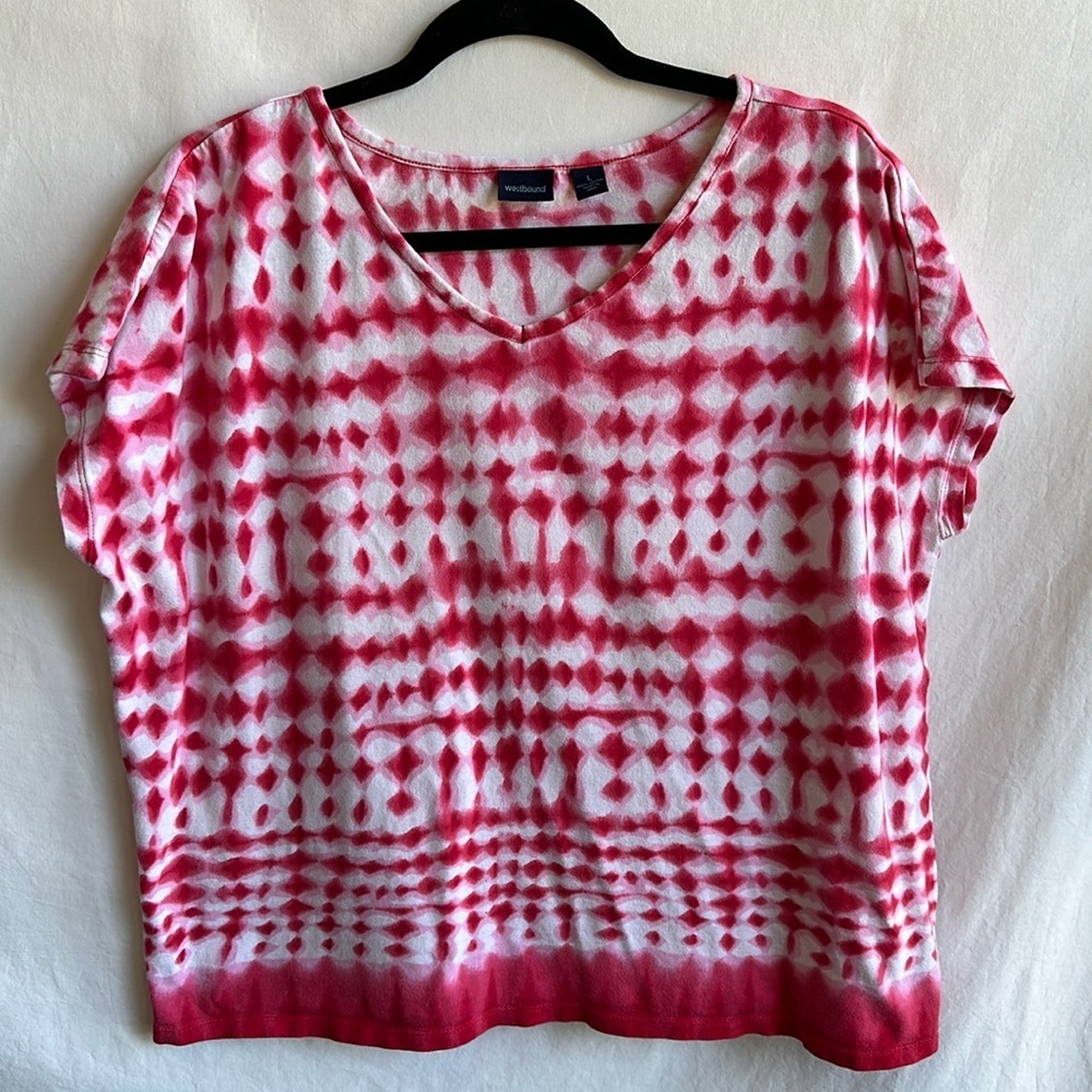 Westbound white and red tie-dye oversized tee, size L